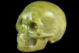 Realistic, Polished Jade (Nephrite) Skull #116442-1